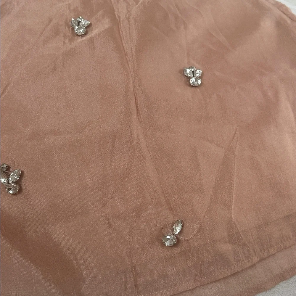 Zara Blush Mini Skirt with Embellishments damaged
